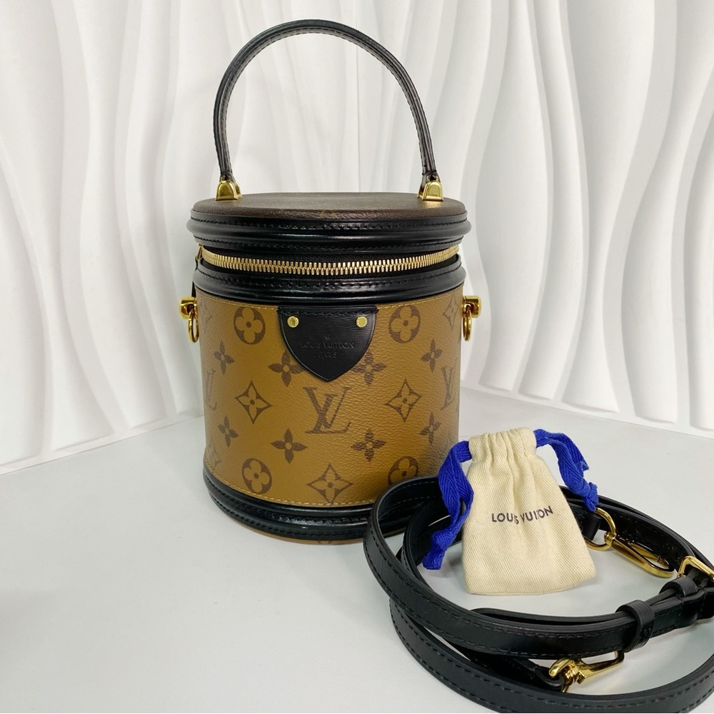 Louis Vuitton Cannes Handbag Reverse Monogram Canvas Black, Brown